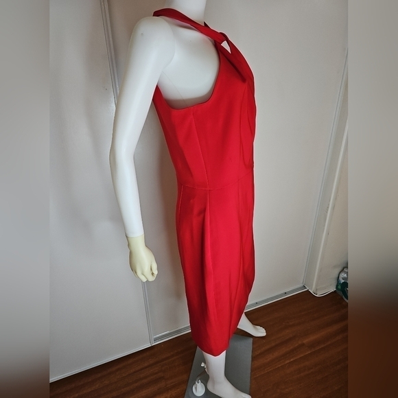 Women's Red Bodycon  Sleeveless Dress Knee Length Formal Cocktail Sz 8 - Picture 7 of 13